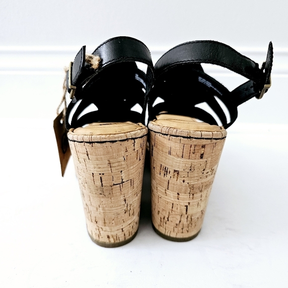 Born Bernese Black Cage Wedge Sandals Size 8 M - Picture 4 of 6